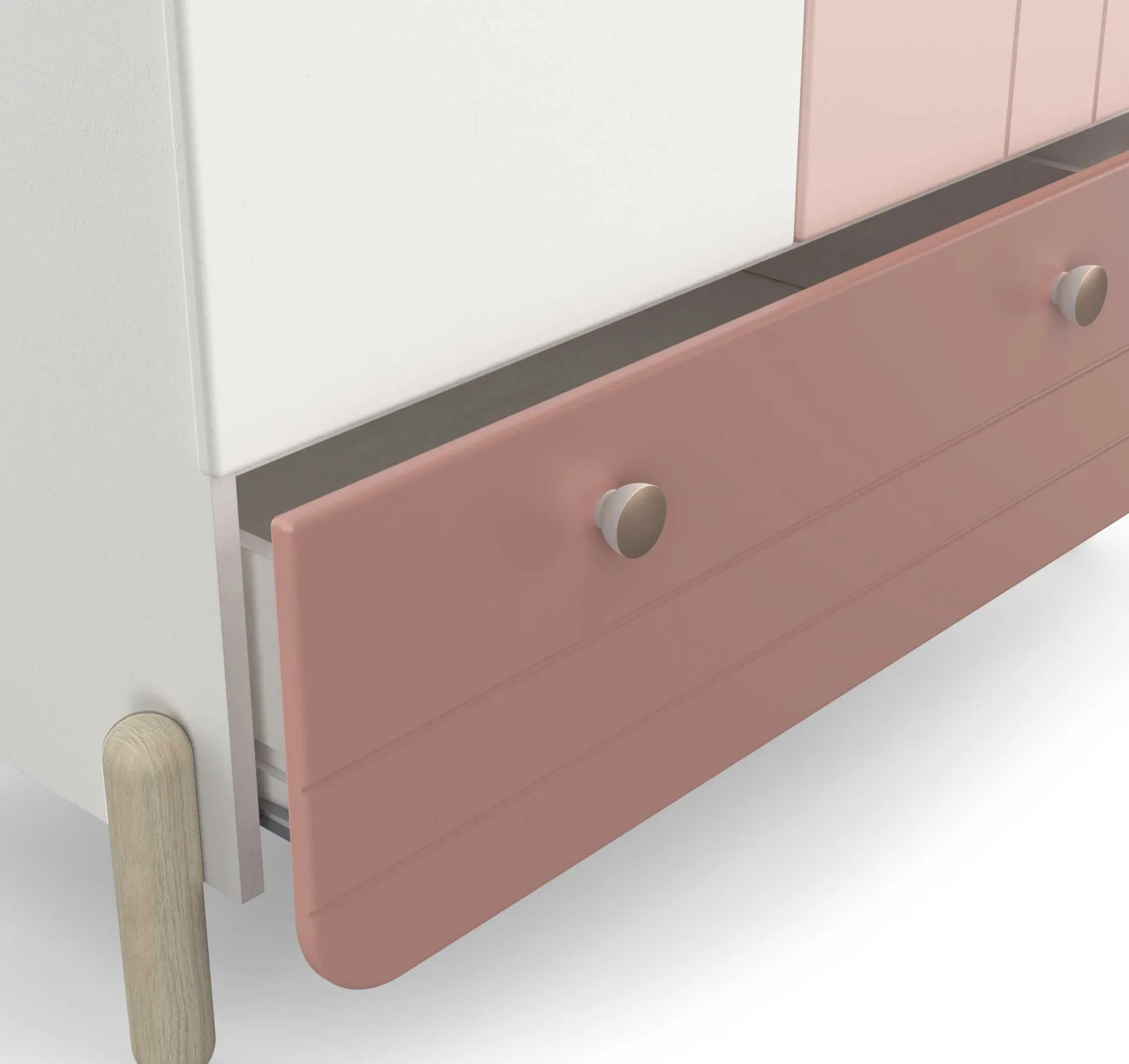 Janne Kleiderschrank 2 Flügeltüren, 1 Kleiderstange, 1 Einlegeboden und 1 Schublade-mattrosa/mattweiß