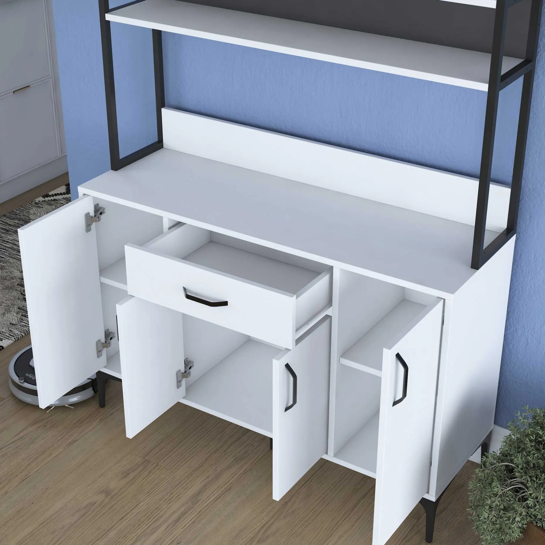 JE130 - 2987 Mehrzweckschrank | 100 % MELAMIN | Weiß
