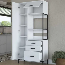 JE112 - 2958 Mehrzweckschrank | 100 % MELAMIN | Weiß