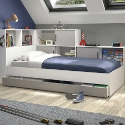 Jugendbett mit Stauraum Erwan | 90 x 200 cm | Design Grey Moon