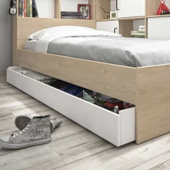 Jugendbett mit Stauraum Erwan - 221x120x104 cm - Eiche