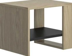 Kinder Gautier - Gami Jugendzimmer Nael: Bett 90x200 mit Lattenrost, Kommode, Nachttisch, Wandregal - Eiche Dekor/schwarz