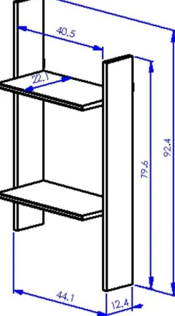 Kinder Gautier - Gami Jugendzimmer Nael: Bett 90x190 mit Rückwand, Kommode, Nachttisch, Wandregal - Eiche Dekor/schwarz