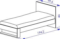 Kinder Gautier - Gami Jugendzimmer Nael: Bett 90x190 mit Rückwand, Kommode, Nachttisch, Wandregal - Eiche Dekor/schwarz