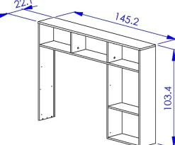 Kinder Gautier - Gami Jugendzimmer Nael: Bett 90x190 mit Rückwand, Kommode, Nachttisch, Wandregal - Eiche Dekor/schwarz