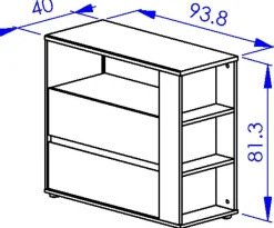 Kinder Gautier - Gami Jugendzimmer Nael: Bett 90x190 mit Rückwand, Kommode, Nachttisch, Wandregal - Eiche Dekor/schwarz