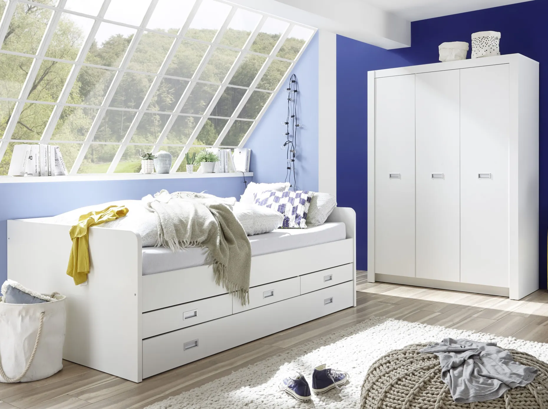 Kabinenbett Arkea 120x200 mit 3 Schubladen - weiß