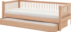 Kabinenbett Forrest 90x200 cm mit Bettgitter und Bettkasten - Buche