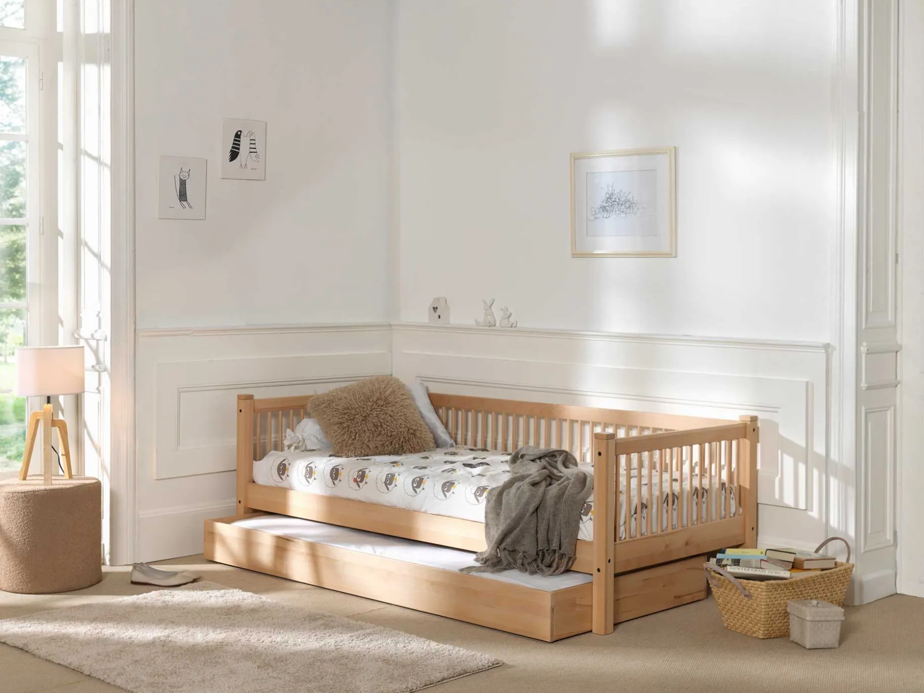 Kabinenbett Forrest 90 x 200 cm mit Rollbett - Buche