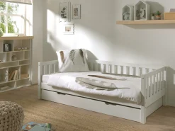 Kabinenbett Friedrich 90x200 mit Bettkasten Kiefer - weiß