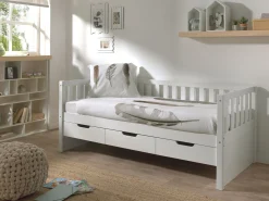 Kabinenbett Friedrich 90x200 mit 3 Schubladen Kiefer - weiß