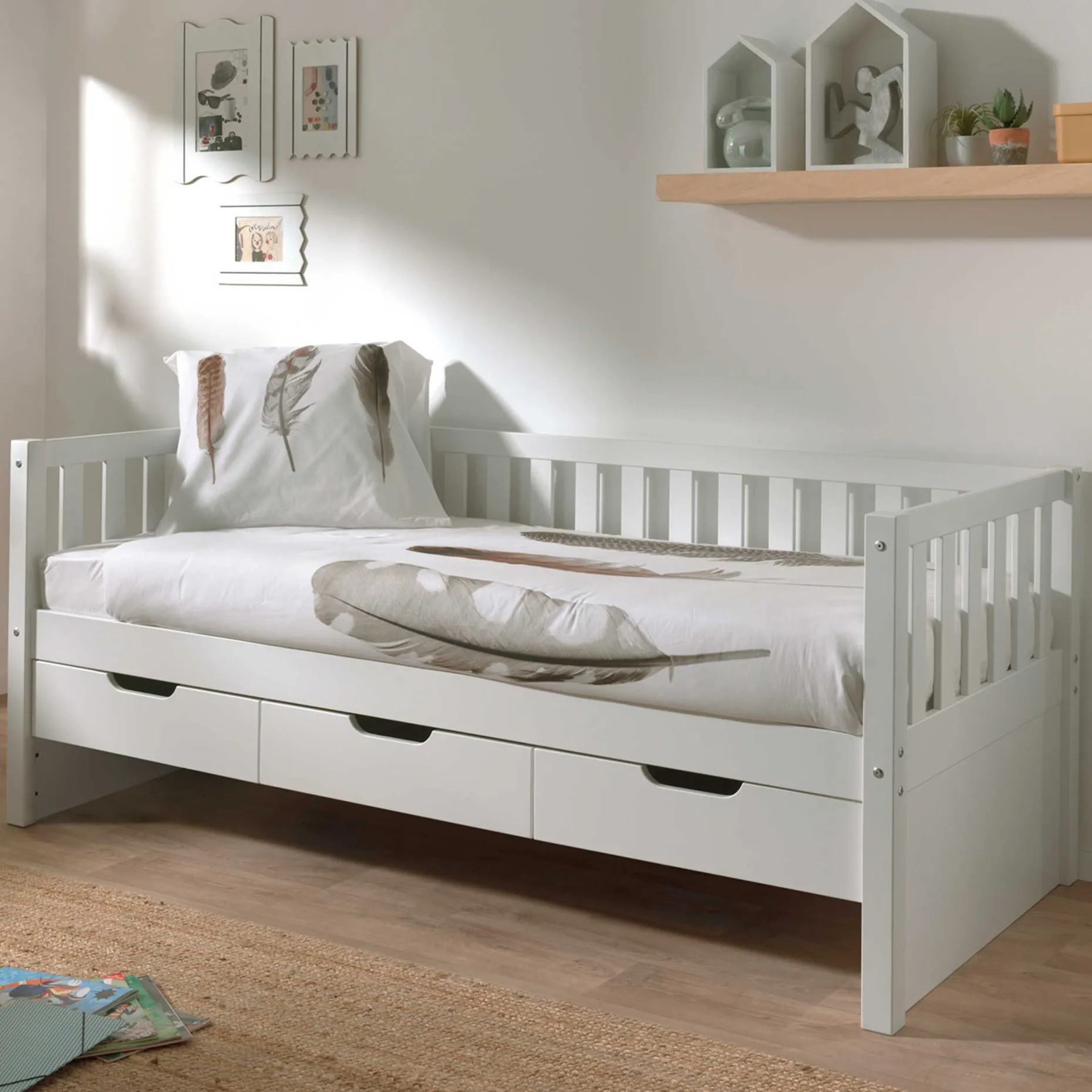 Kinder Vipack Kabinenbett Friedrich 90x200 mit 3 Schubladen Kiefer -