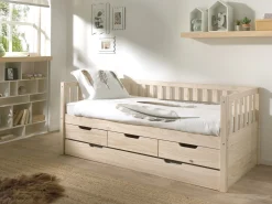 Kabinenbett Friedrich | 211,2 x 98,2 x 68 cm | 3 Schubkästen, Bettkasten | Milky Pine Design
