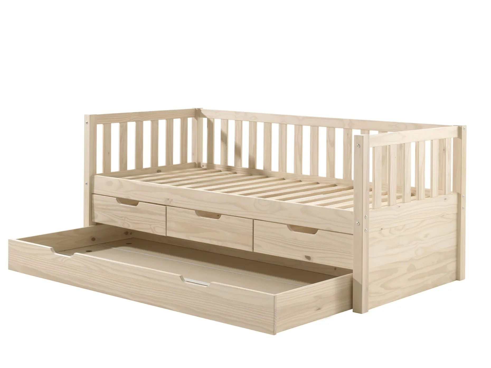 Kabinenbett Friedrich | 211,2 x 98,2 x 68 cm | 3 Schubkästen, Bettkasten | Milky Pine Design