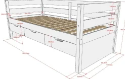 Kabinenbett Maggie - mit 3 Ablagefächern - 90 x 200 - Kiefer massiv - weiß