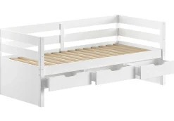 Kabinenbett Maggie - mit 3 Ablagefächern - 90 x 200 - Kiefer massiv - weiß