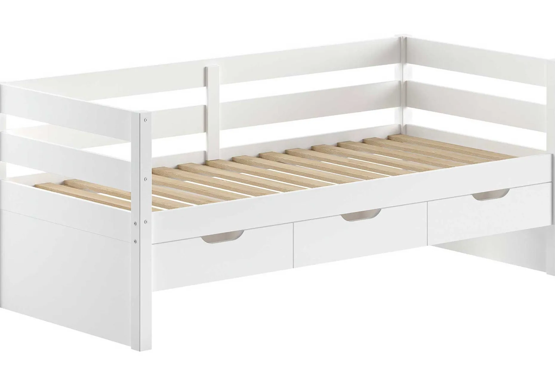 Kabinenbett Maggie - mit 3 Ablagefächern - 90 x 200 - Kiefer massiv - weiß