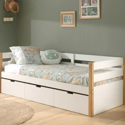 Kabinenbett Maggie 90 x 200 mit Bettkasten Kiefer - weiß
