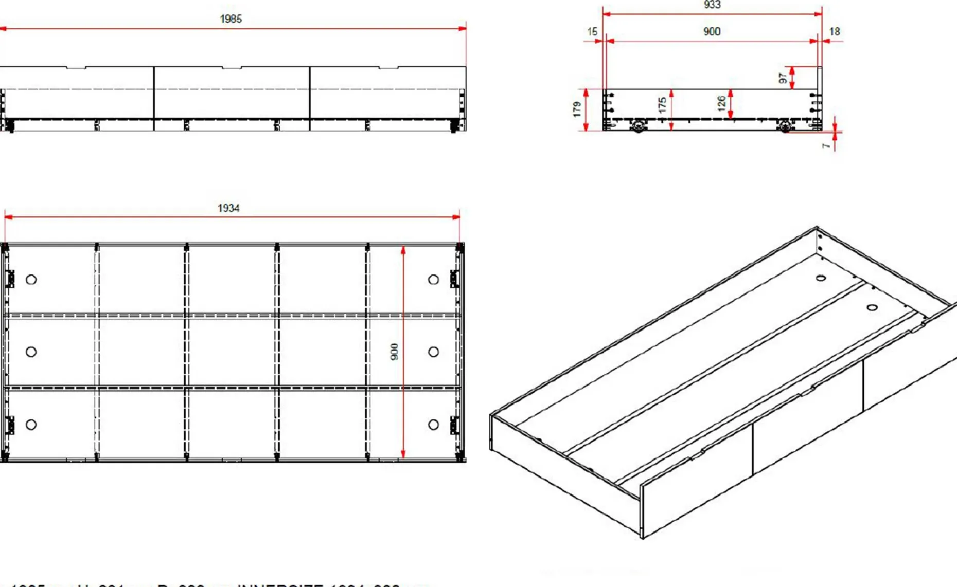 Kabinenbett Maggie 90 x 200 mit Bettkasten Kiefer - weiß