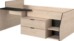 Kabinenbett Milky mit Schreibtisch und Schubladen - schwarz/gelb