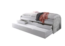 Kabinenbett Nasri 90x200 mit Bettkasten - Beton/Weiß