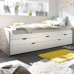 Kabinenbett Nasri 90x200 mit Bettkasten - Sandeiche/Weiß