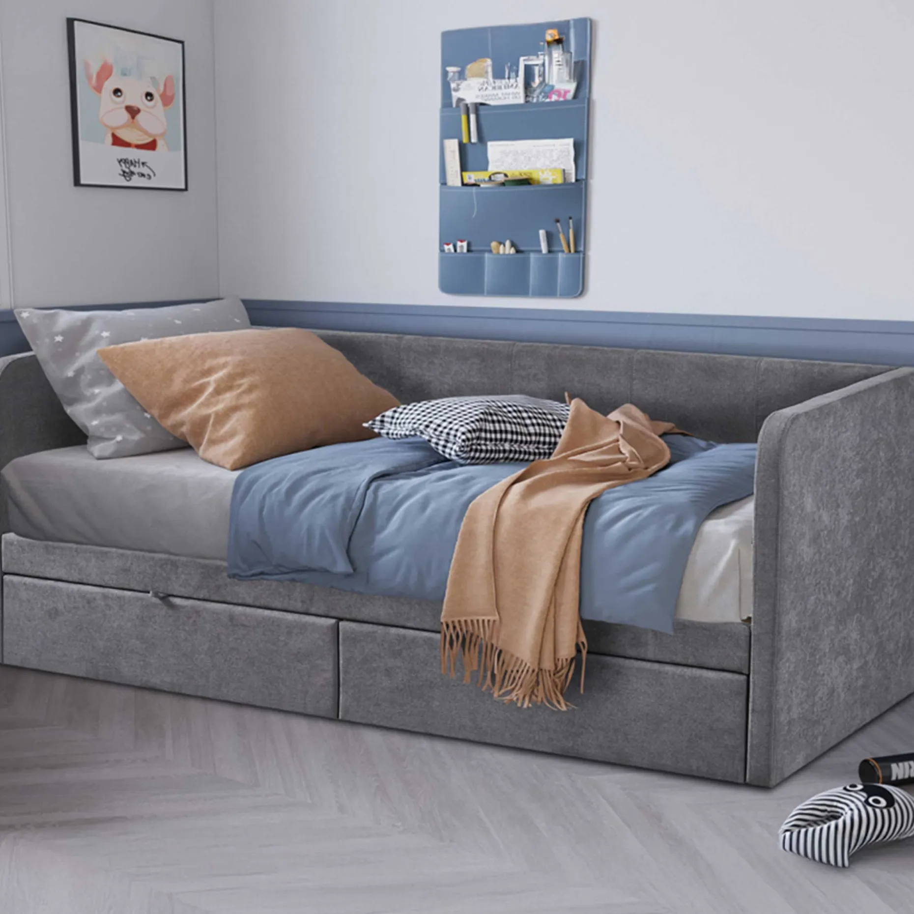 Kabinenbett Parma - 90x200cm - mit 2 Schubladen - grau