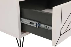 Kalune Nachttisch - 100% Melaminbeschichtung - Metallbeine - 18mm Dicke - Weiß