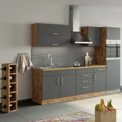Küchenhängeschrank Sorrella 50cm 1 Tür - Anthrazit/Eiche