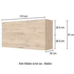 Küchenhängeschrank Sorrella 110cm mit 2 Flügeltüren - anthrazit/eiche