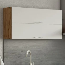 Küchenhängeschrank Sorrella 110cm mit 2 Flügeltüren - weiß/Eiche
