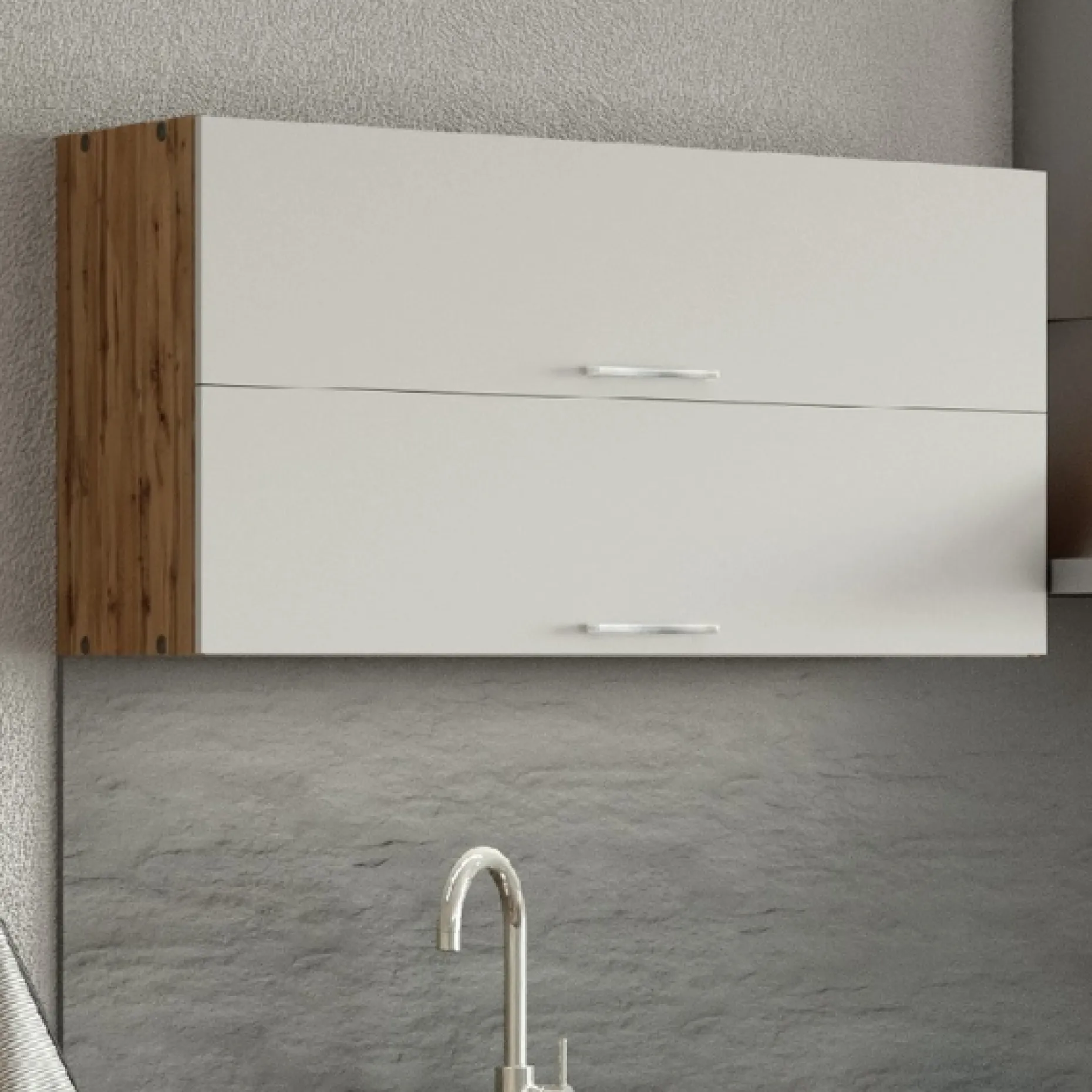 Küchenhängeschrank Sorrella 110cm mit 2 Flügeltüren - weiß/Eiche