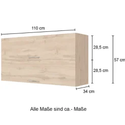 Küchenhängeschrank Sorrella 110cm mit 2 Flügeltüren - weiß/Eiche