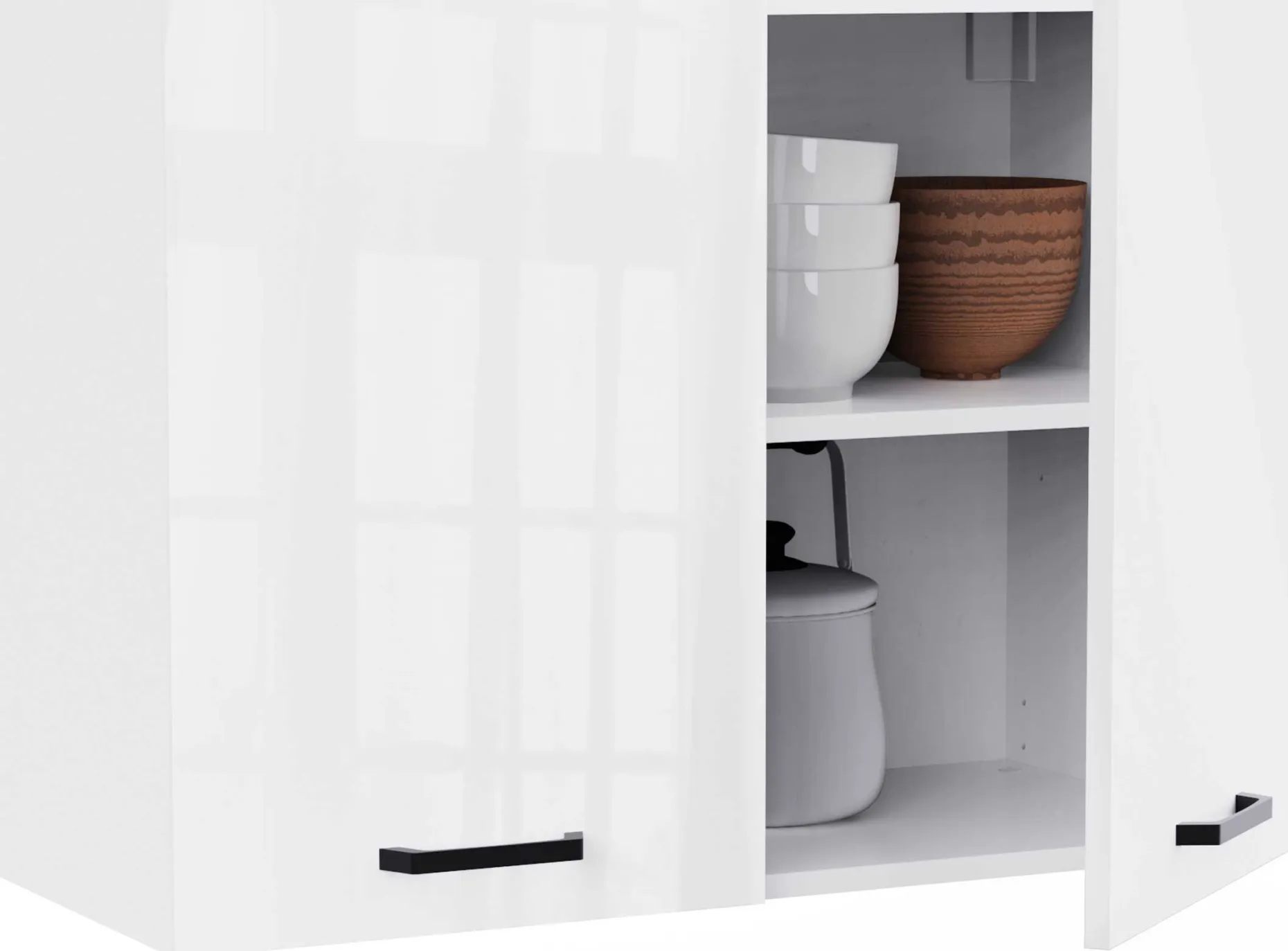 Küchenschrank Bianco - 80x36x58cm - 2 Türen - Hochglanz weiß