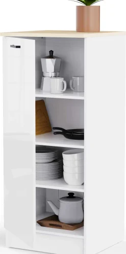 Küchenschrank Bianco - 60x60x141cm - 1 Tür - Hochglanz weiß