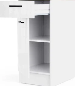 Küchenschrank Bianco - 40x60x90cm - 1 Tür und 1 Schublade - Hochglanz weiß