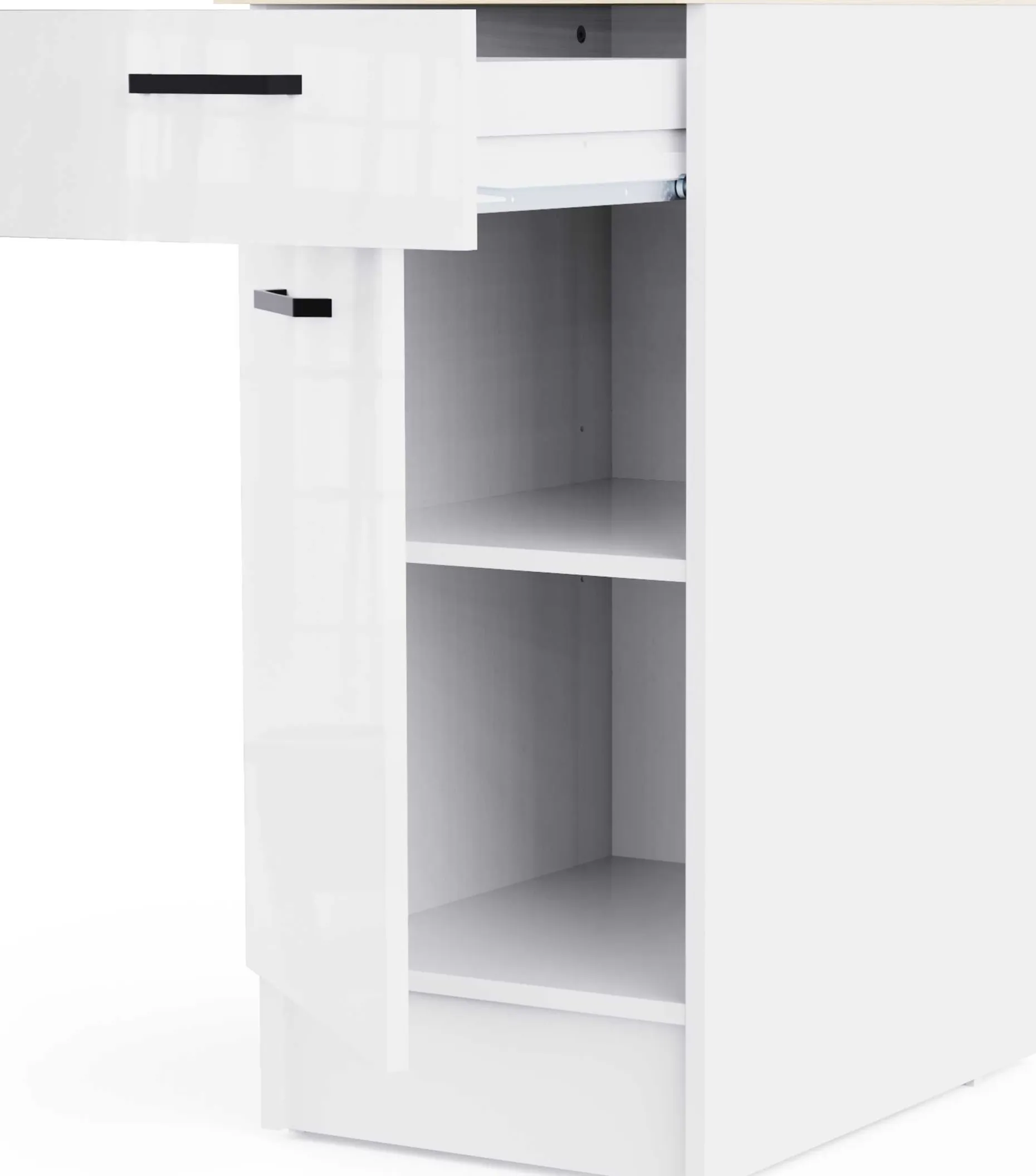Küchenschrank Bianco - 40x60x90cm - 1 Tür und 1 Schublade - Hochglanz weiß