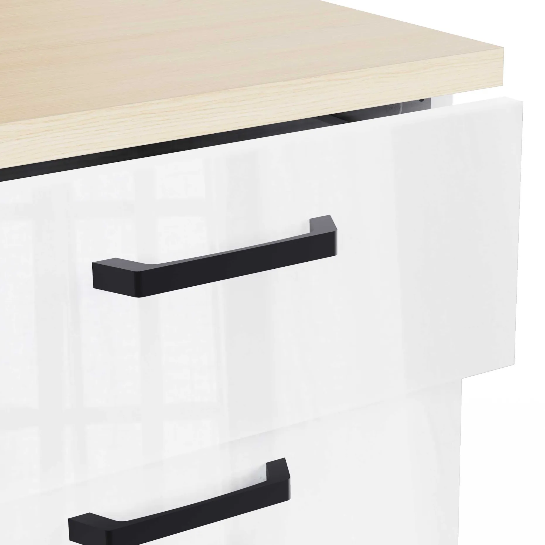 Küchenschrank Bianco - 40x60x90cm - 1 Tür und 1 Schublade - Hochglanz weiß