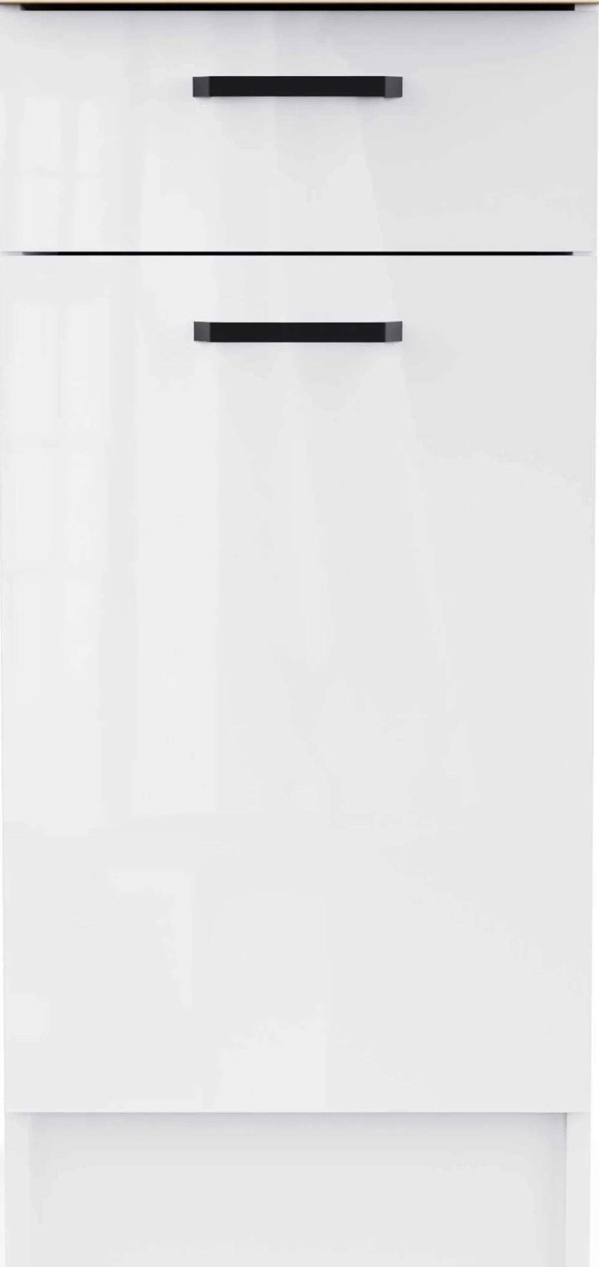 Küchenschrank Bianco - 40x60x90cm - 1 Tür und 1 Schublade - Hochglanz weiß