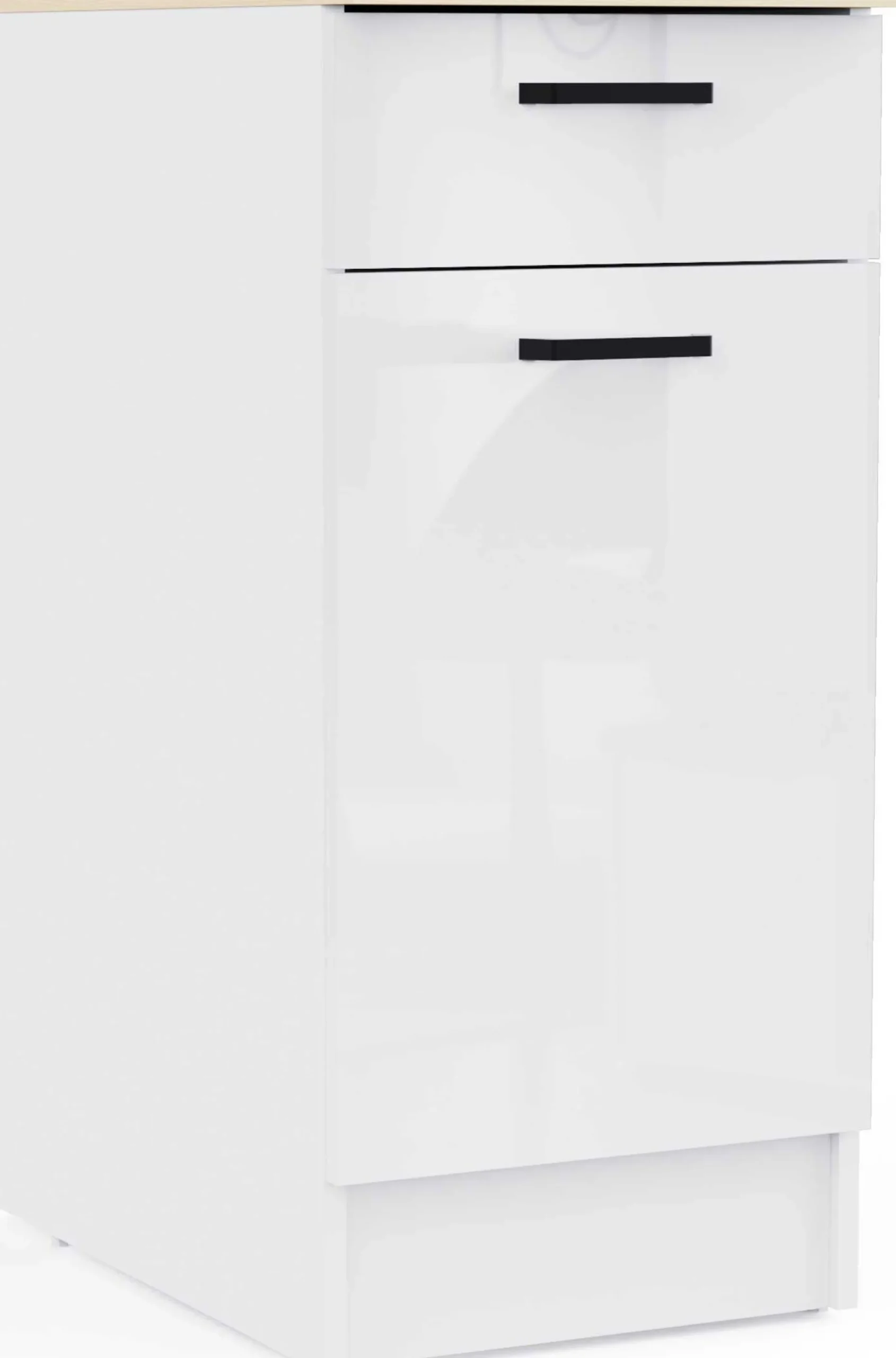 Küchenschrank Bianco - 40x60x90cm - 1 Tür und 1 Schublade - Hochglanz weiß
