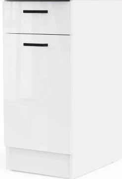 Küchenschrank Bianco - 40x60x90cm - 1 Tür und 1 Schublade - Hochglanz weiß