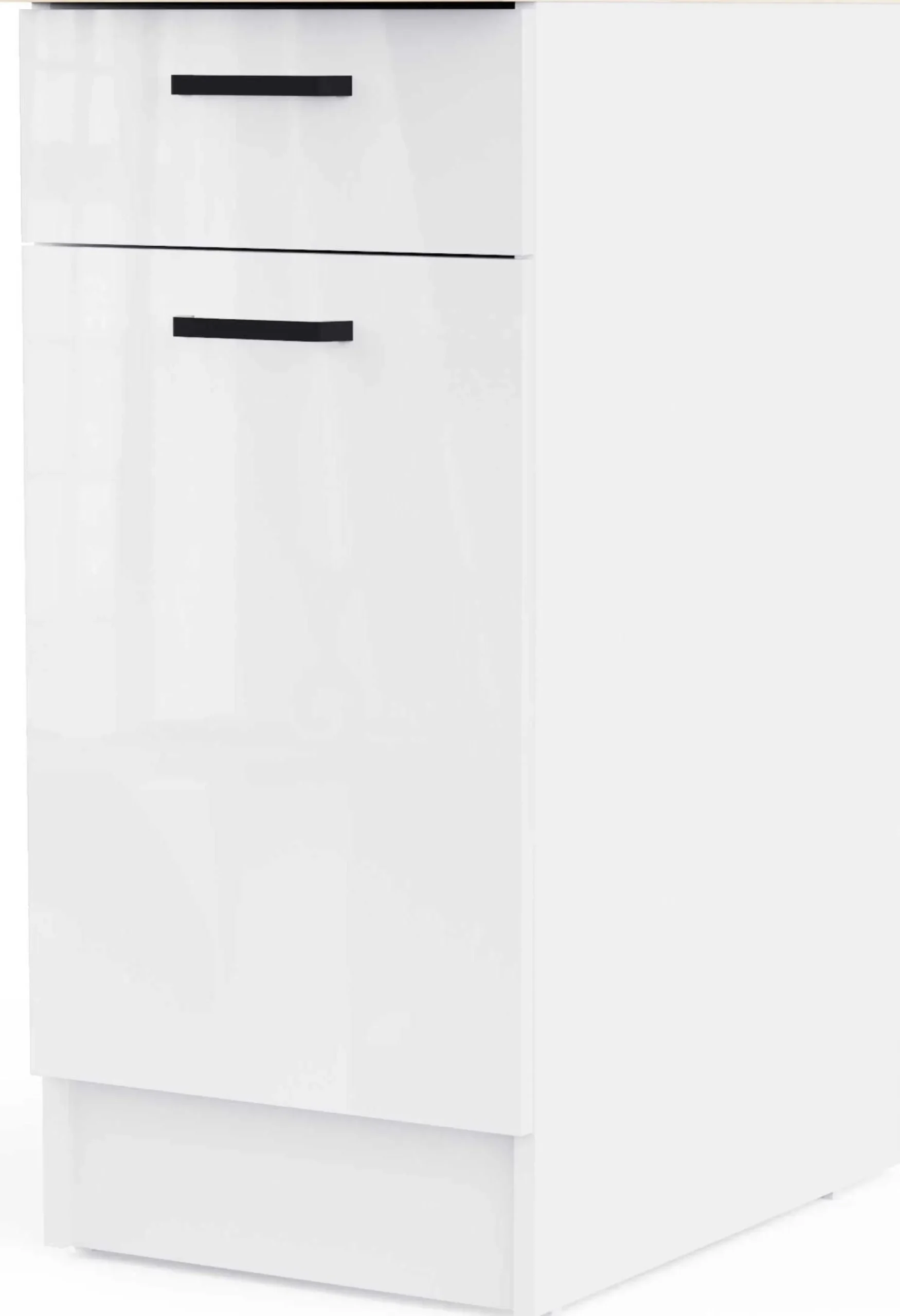 Küchenschrank Bianco - 40x60x90cm - 1 Tür und 1 Schublade - Hochglanz weiß
