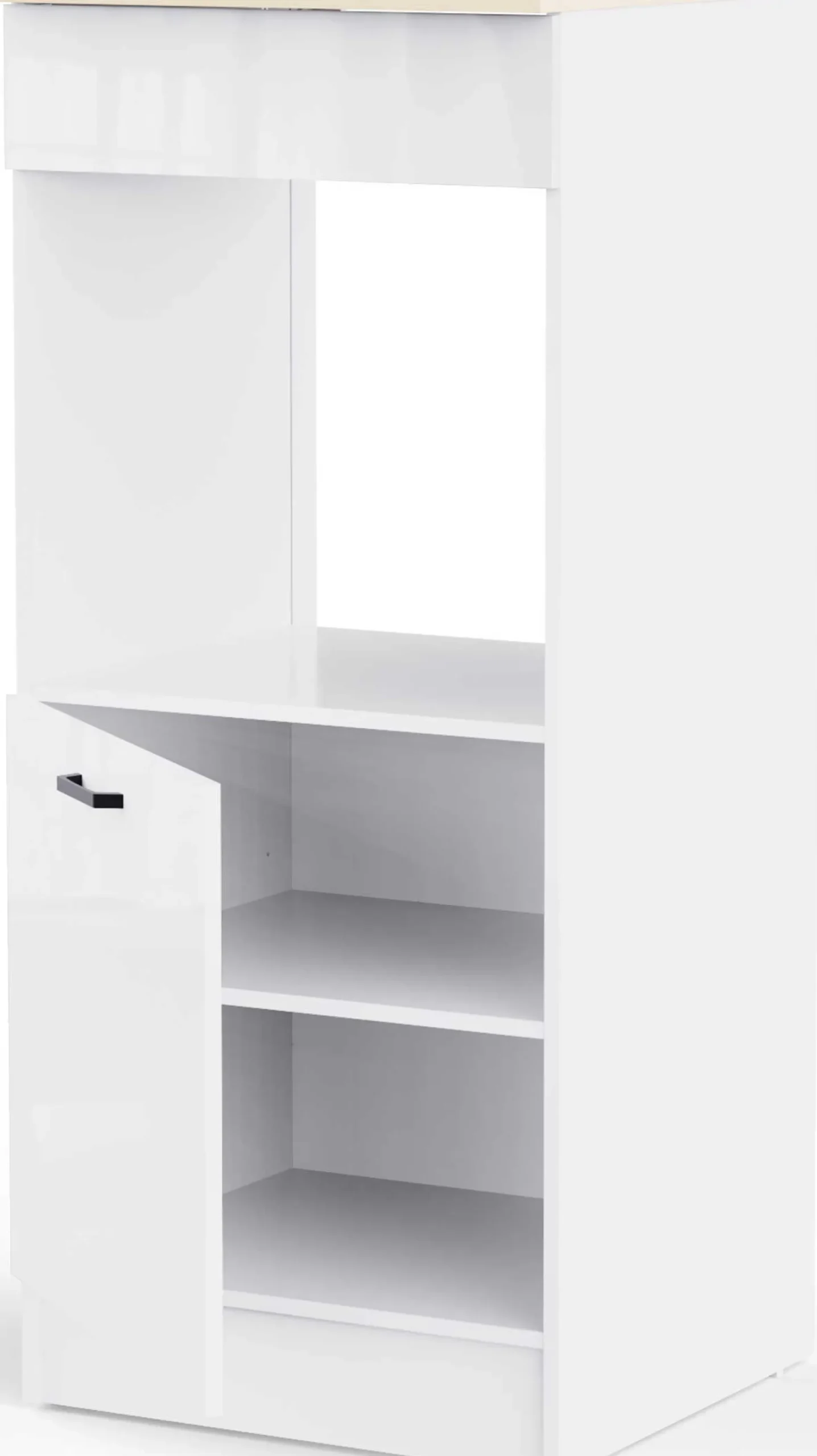 Küchenschrank für Backofen Bianco - 60x60x141cm - Hochglanz weiß