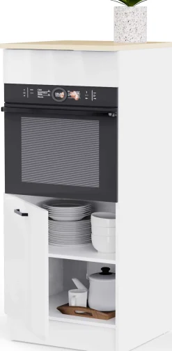 Küchenschrank für Backofen Bianco - 60x60x141cm - Hochglanz weiß