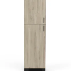 Küchenschrank für Kühlschrank Romanie 60 cm 2 Flügeltüren und 2 Einlegeböden-Kronberg Eiche/Mattschwarz