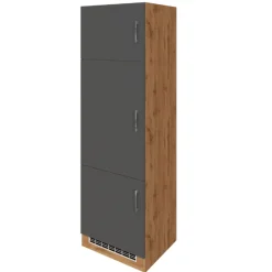 Küchenschrank für Kühlschrank Sorrella 60cm 3 Türen - anthrazit/pfirsich
