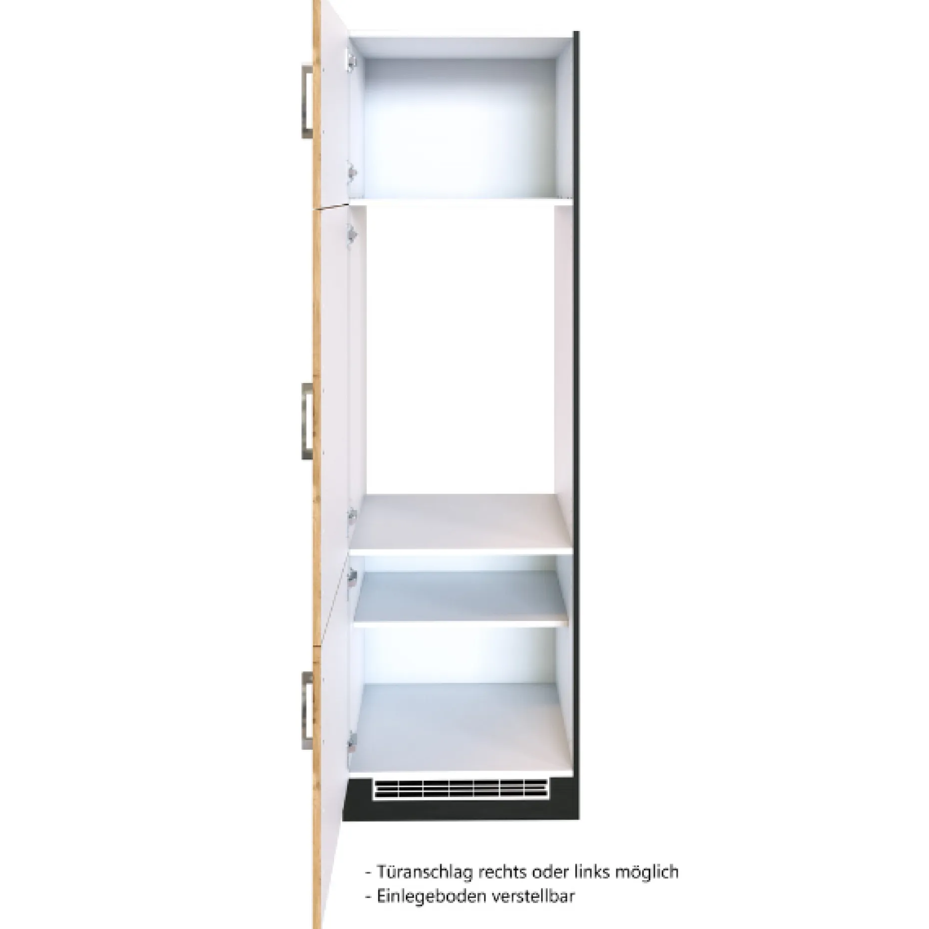 Küchenschrank für Kühlschrank Sorrella 60cm 3 Türen - Eiche/Graphit