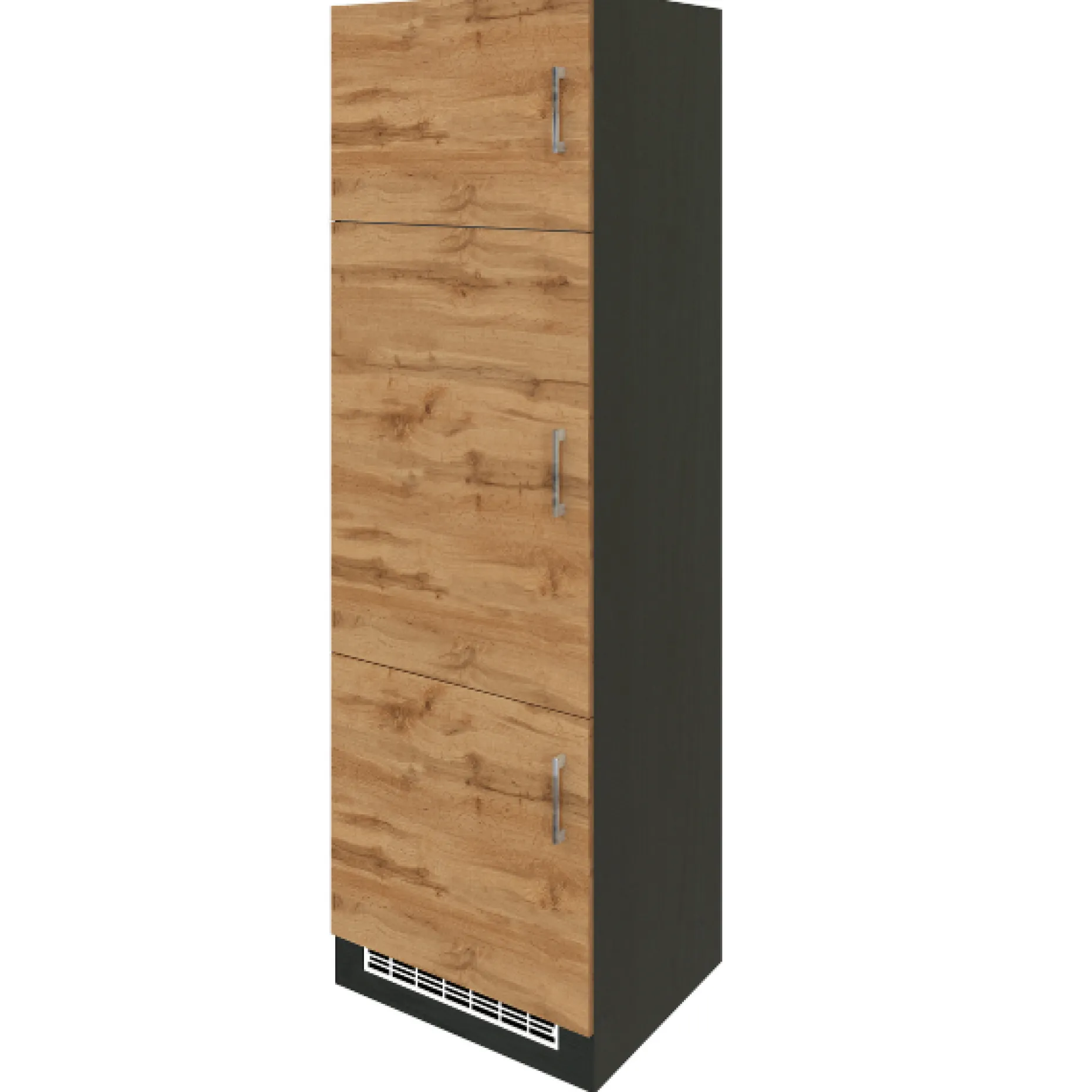 Küchenschrank für Kühlschrank Sorrella 60cm 3 Türen - Eiche/Graphit