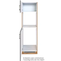 Küchenschrank für Kühlschrank und Backofen Sorrella 2 Türen - Anthrazit/Eiche