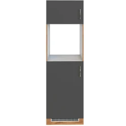 Küchenschrank für Kühlschrank und Backofen Sorrella 2 Türen - Anthrazit/Eiche